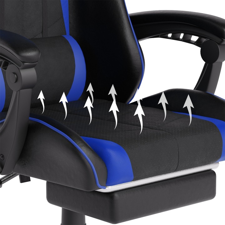 FOTEL GAMINGOWY CYBER CHAIRS X-POWER BLUE - BIUROWY Z MASAŻEM I PODNÓŻKIEM