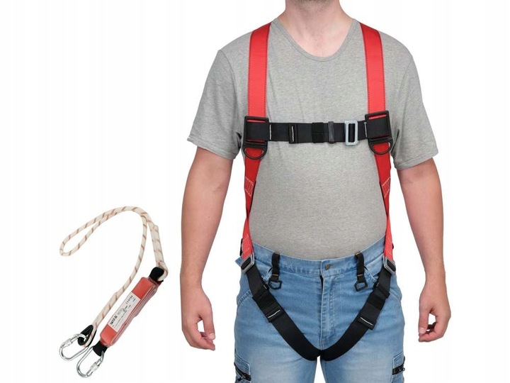 YATO SZELKI BEZPIECZEŃSTWA Z AMORTYZATOREM KARABINKI BHP REGULOWANE ZESTAW