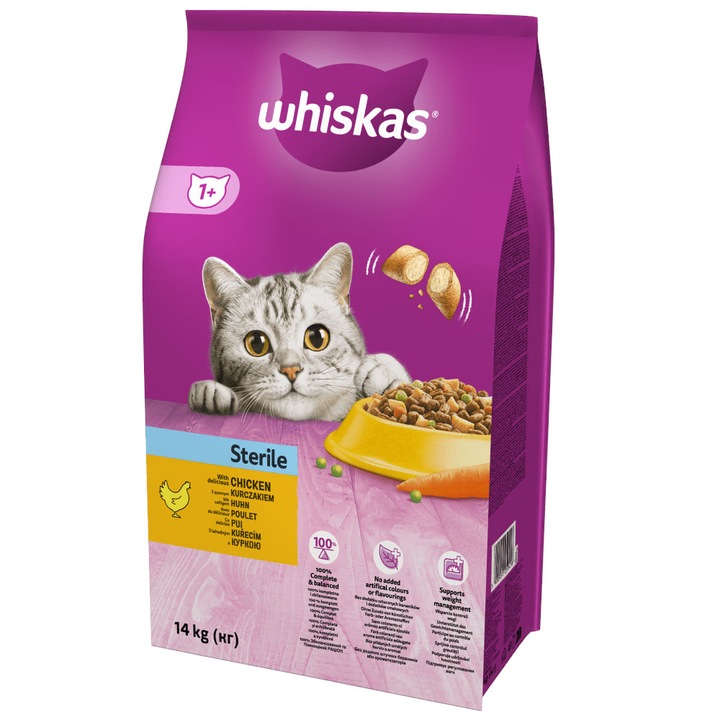 WHISKAS Sterile sucha karma z kurczakiem 14kg