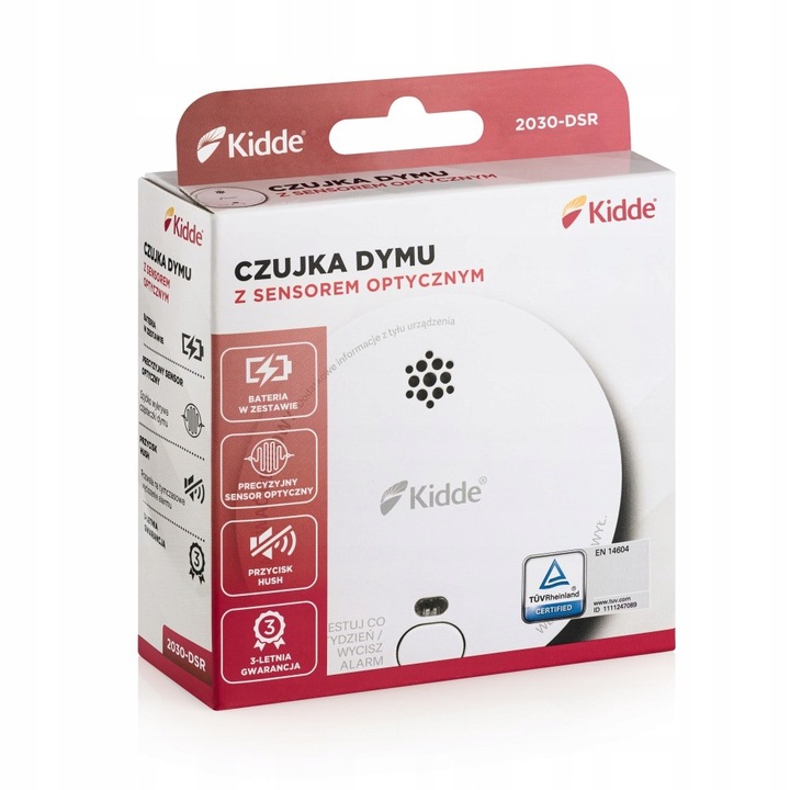 Czujnik dymu optyczny KIDDE 2030-DSR z alarmem 85dB, atest EN14604