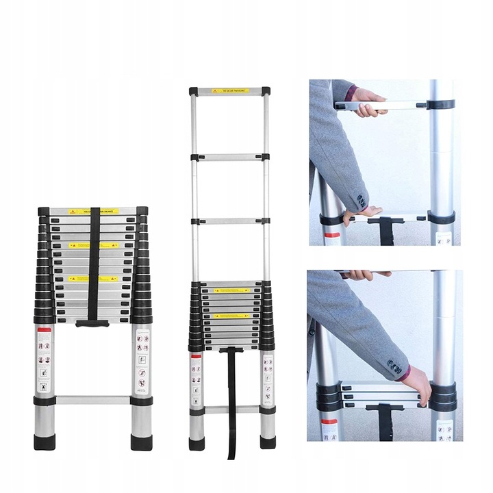 DRABINA TELESKOPOWA 6,2m Aluminiowa kładana przystawna Dayplus + hakiem