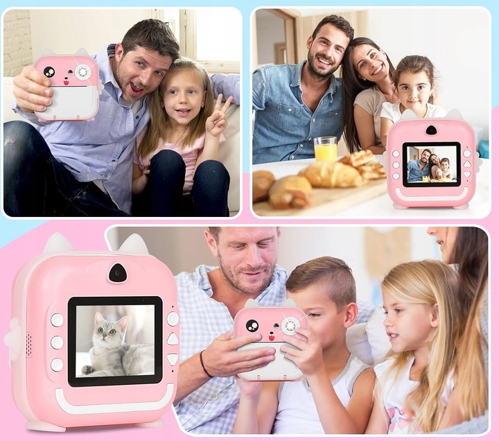 DRUKUŚ APARAT LCD CYFROWY NATCHMIASTOWY Z DRUKARKĄ DLA DZIECI GRY ROLKI