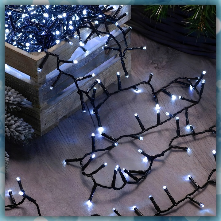 LAMPKI CHOINKOWE BIAŁY ZIMNY 1000LED 8 TRYB ZEW/WEW 63 METRY NA CHOINKĘ