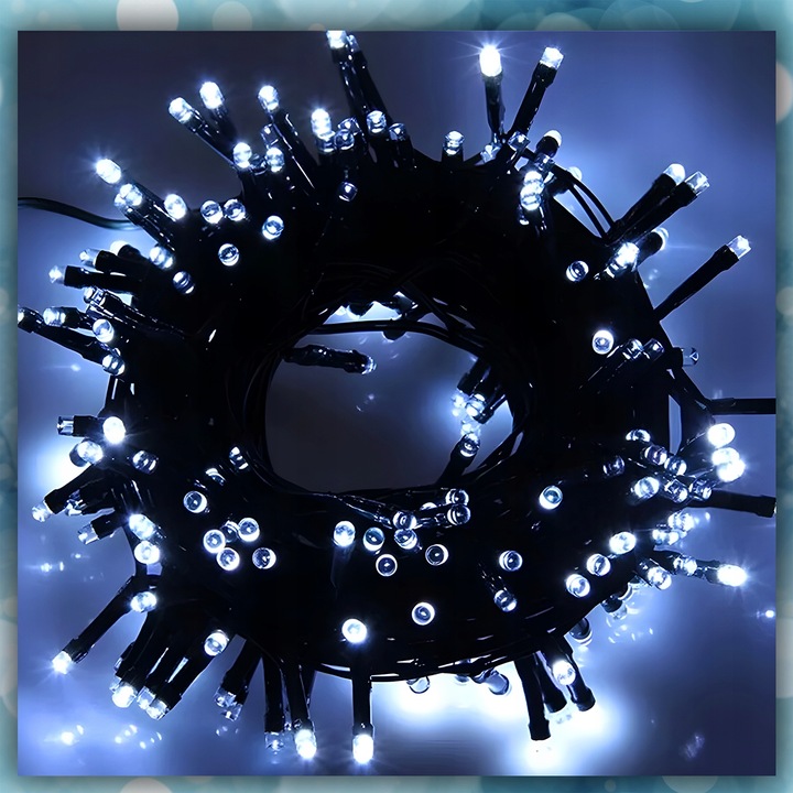 LAMPKI CHOINKOWE BIAŁY ZIMNY 1000LED 8 TRYB ZEW/WEW 63 METRY NA CHOINKĘ