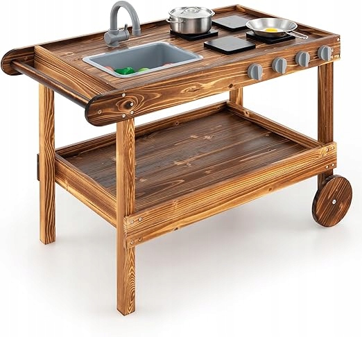 Kuchnia błotna dla dzieci z uchwytem brązowa