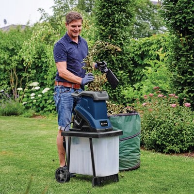 WYDAJNY ROZDRABNIACZ ELEKTRYCZNY RĘBAK DO GAŁĘZI EINHELL 2500W POJEMNIK 55L