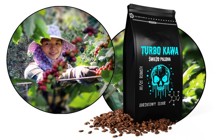 TURBO Kawa ziarnista Do ekspresu 1kg 80/20 Robusta/Arabica ODRZUTOWY ELIXIR
