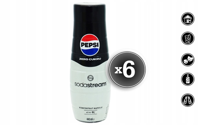 6x SYROP KONCENTRAT PEPSI MAX DO SATURATORA SODASTREAM 9L NAPOJU z 440ml