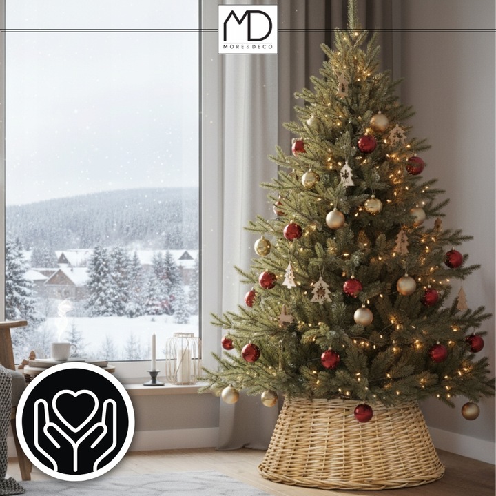 Osłona wiklinowa brąz na doniczkę stojak pod choinkę na święta wiklina kosz