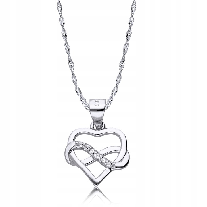 Srebrny Łańcuszek 925 Serce Nieskończoność Srebro