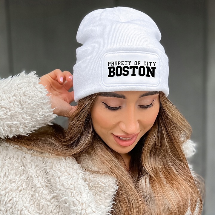 CZAPKA ZIMOWA KLASYCZNA BIAŁA NYC New York Wzory