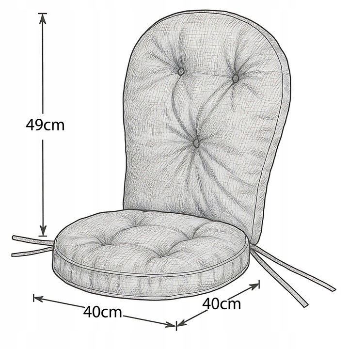 PODUSZKA NA KRZESŁO OKRĄGŁA wodoodporna z oparciem 49 cm kawiarniana 40x40