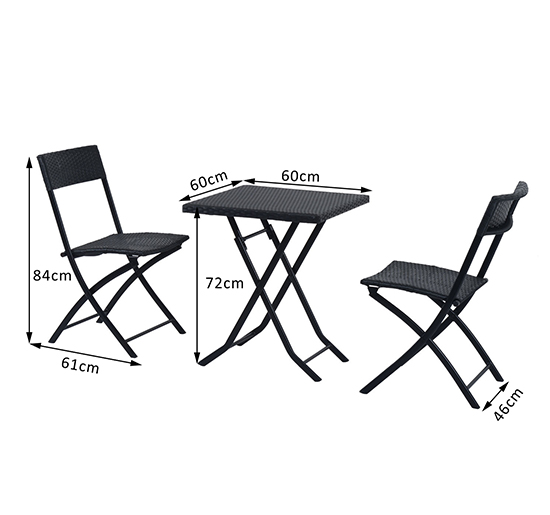Meble ogrodowe rattan stół, krzesła komplet czarne
