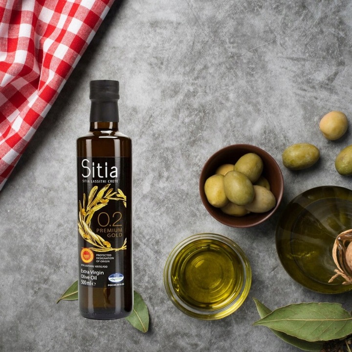 Oliwa z Oliwek Extra Virgin 500 ml Grecka SITIA 0,2% w szklanej butelce