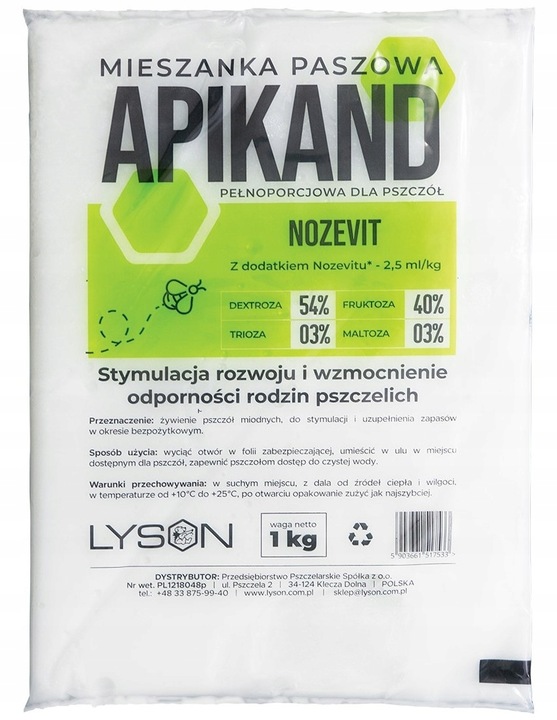APIKAND Z NOZEVIT 20 KG (2,5ML/KG) CIASTO POKARM