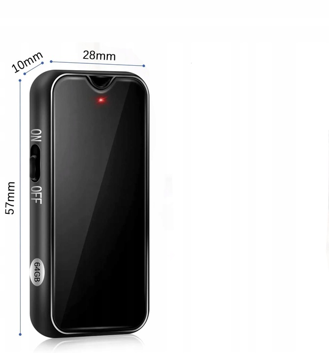 DYKTAFON SZPIEGOWSKI MINI CYFROWY PODSŁUCH MAŁY PENDRIVE 64GB BRELOK MAGNES