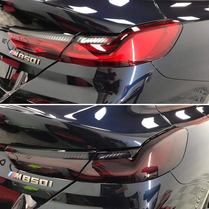 FOLIA DO PRZYCIEMNIANIA LAMP CZARNA JASNA 2m x 30cm POŁYSK NA LAMPY + RAKLA