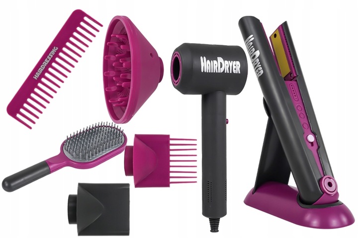 Akcesoria do włosów dla dzieci zabawa fryzjer suszarka szczotka prostownica