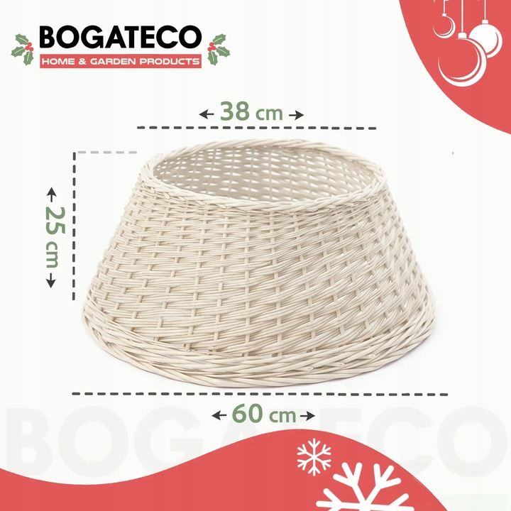OSŁONA WIKLINOWA NA STOJAK POD CHOINKĘ 60CM OSŁONKA DO CHOINKI BIAŁA