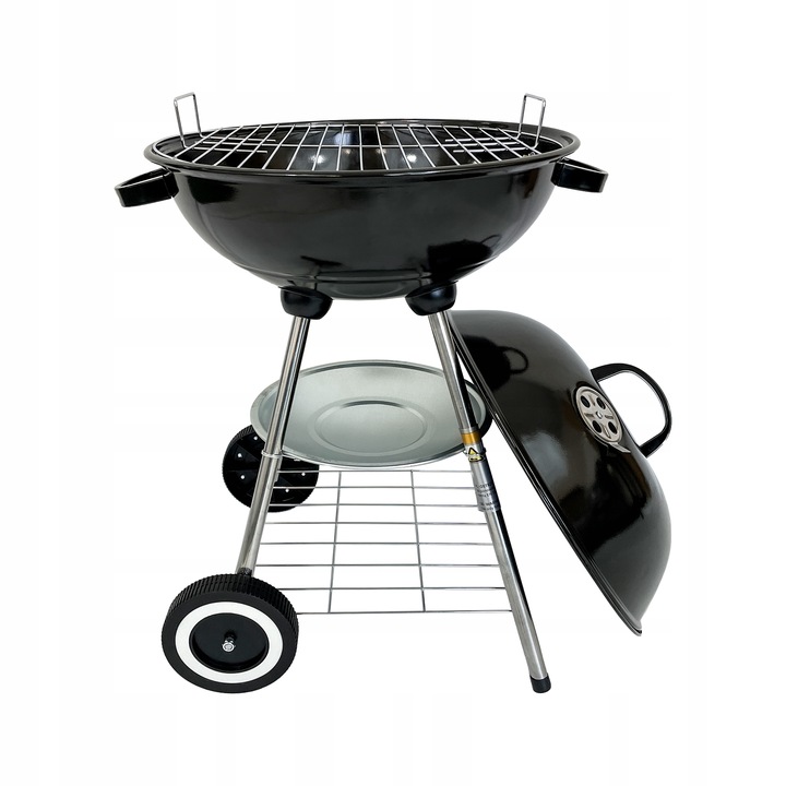 GRILL OGRODOWY WĘGLOWY OKRĄGŁY PRZENOŚNY POKRYWA RUSZT + 4 x MATA BBQ
