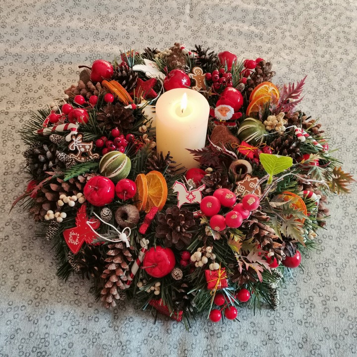 Wianek wieniec stroik 42 cm bożonarodzeniowy świąteczny