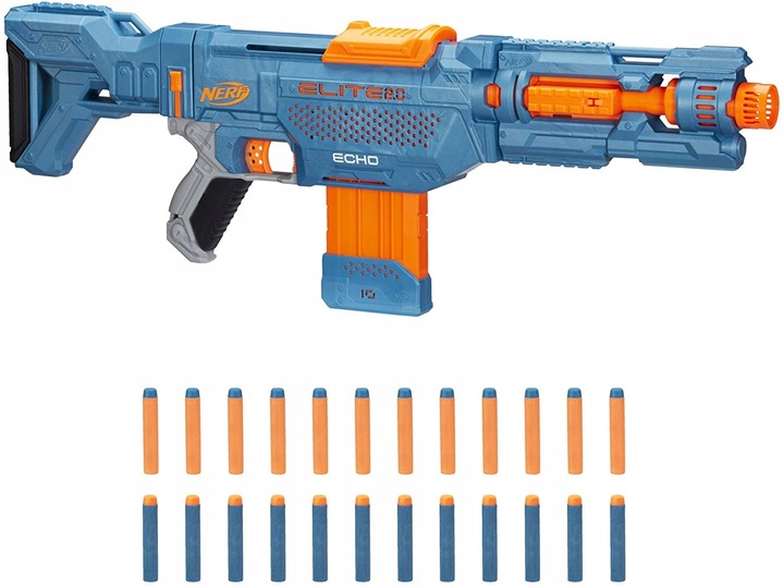ZESTAW PISTOLET NERF ELITE 2.0 KARABIN ECHO 4w1 +MAGAZYNEK +STRZAŁKI +CELE