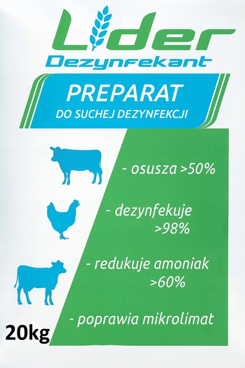 Preparat do suchej dezynfekcji, Lider Dezynfekant, dezynfekcja kurnika 20kg