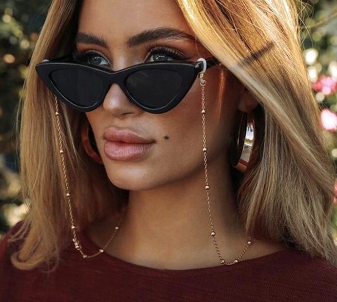 Okulary pilotki KOCIE OKO czarne PROSTOKĄTNE retro Damskie Przeciwsłoneczne