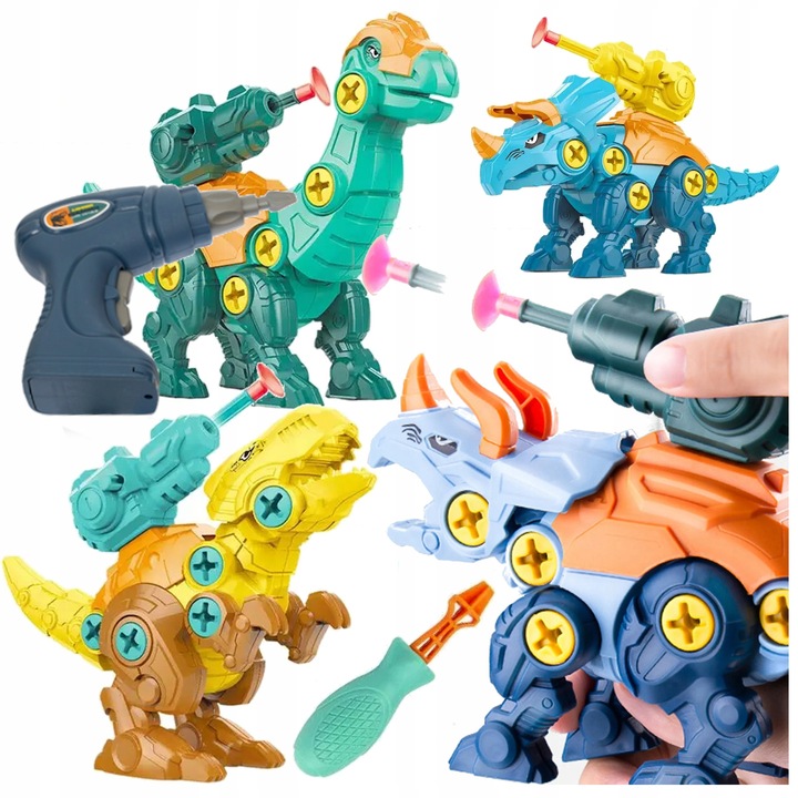 DINOZAURY DO SKRĘCANIA ROZKRĘCANIA Zestaw 3 FIGURKI z wyrzutniami STRZAŁKI