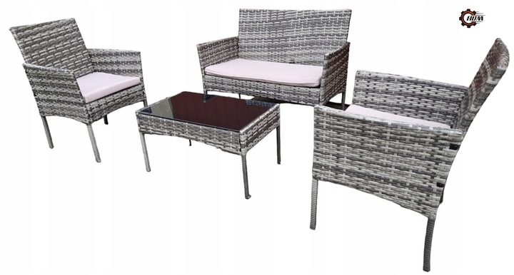Zestaw Mebli Ogrodowych HDM technorattan Garden szary 4 el. Balkon meble