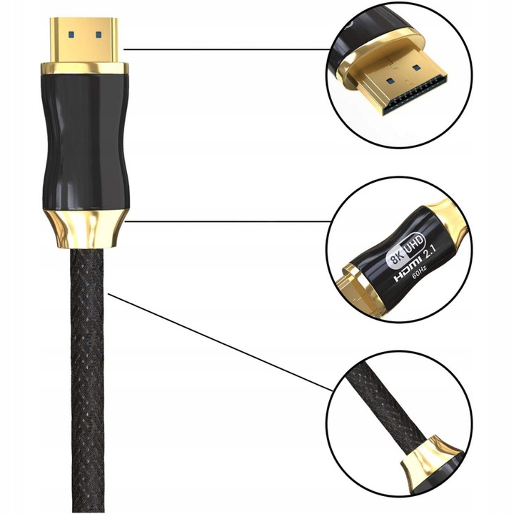 KABEL PRZEWÓD HDMI 2.1 ULTRA HDR 8K 60Hz 4K 120Hz 2m DO TELEWIZORA MONITORA