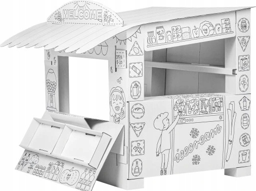 Stragan Tektorado Kartonowy Domek do malowania samodzielnego złożenia 97 cm