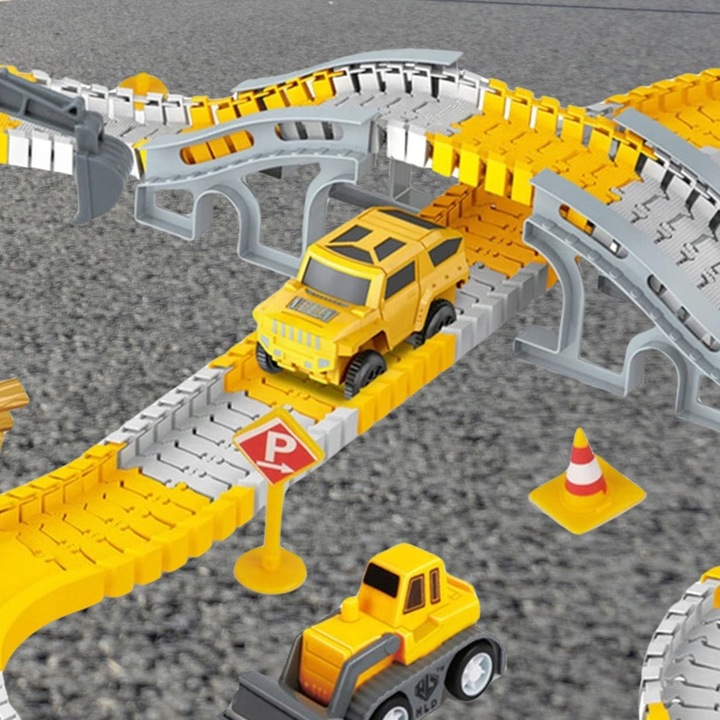 TOR SAMOCHODOWY WYŚCIGOWY DLA DZIECI POJAZDY BUDOWLANE NA PREZENT 255 EL.