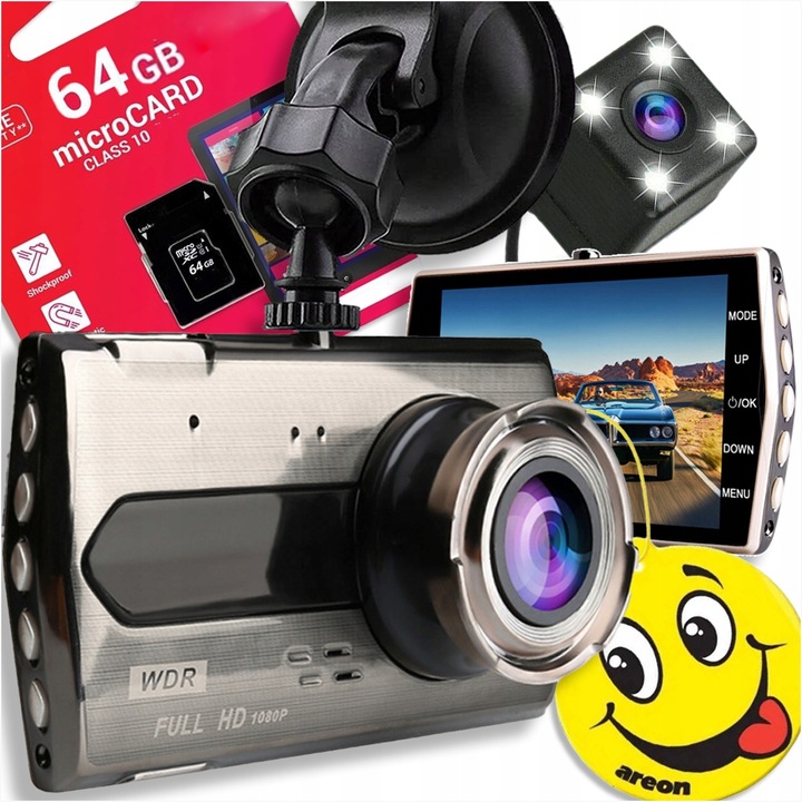 WIDEOREJESTRATOR KAMERA SAMODCHODOWA PRZÓD TYŁ WIDEO REJESTRATOR Menu PL 64