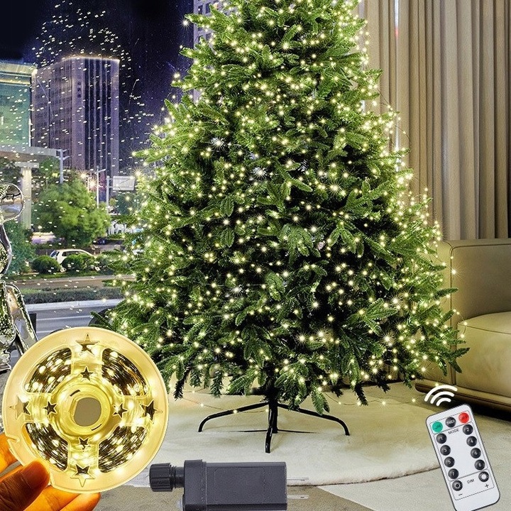 Zewnętrzne lampki choinkowe 1000 LED 100m, IP67 do dekoracji świątecznych