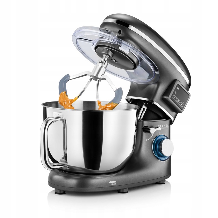 Robot planetarny z podgrzewaną misą Kuchenny Srebrny MISA 6L DUŻA MOC 3000W