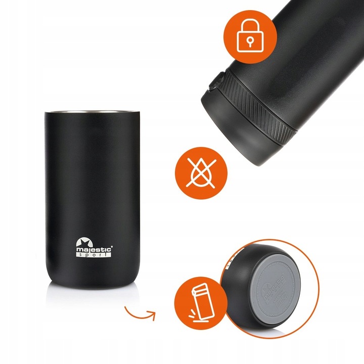 KUBEK TERMICZNY TERMOS NA KAWĘ HERBATĘ MAJESTIC SPORT NORD 420 ML