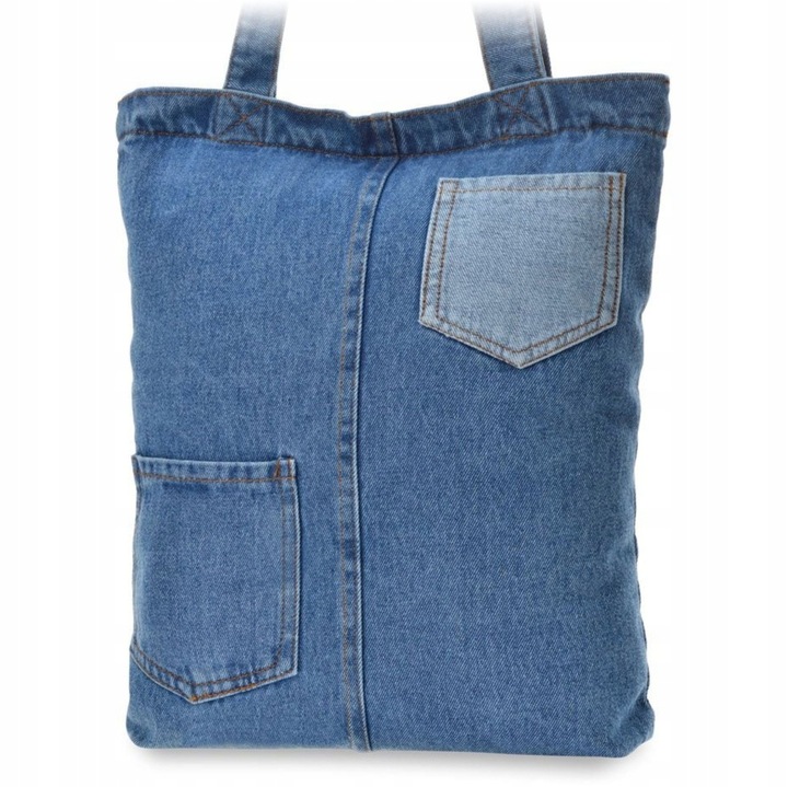 Jeansowa Torba Shopperka Duża Torebka Na Zakupy Dżinsowa Do Szkoły Pracy A4