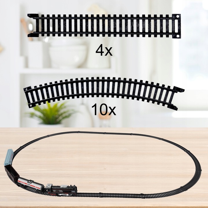 POCIĄG KOLEJKA ELEKTRYCZNA TORY LOKOMOTYWA 3 WAGONY 270CM DŁUGOŚCI STACJA