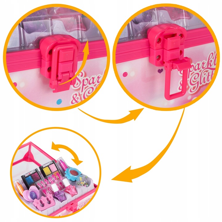 ZESTAW MAKE UP MANICURE W KUFERKU DLA DZIECI DO MALOWANIA PAZNOKCI LAKIERY