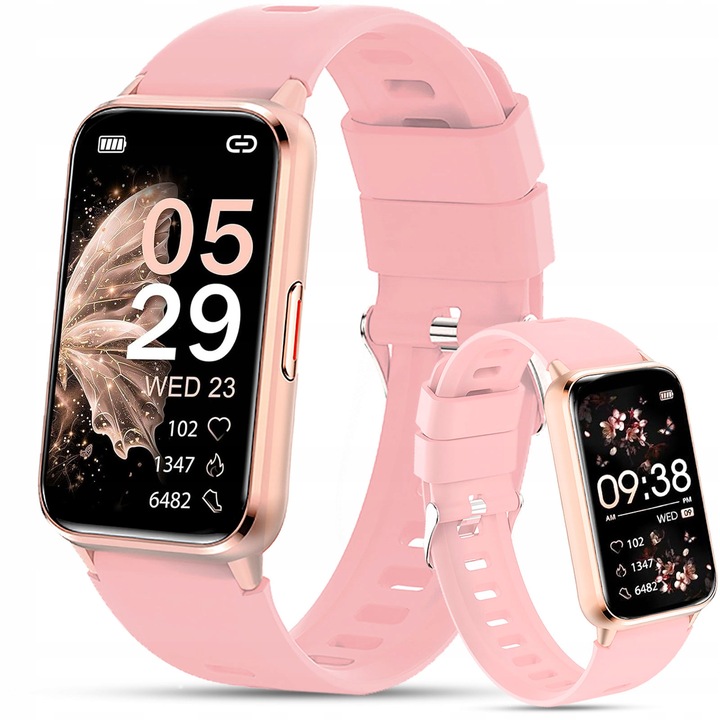 SMARTWATCH z AMOLED Damski ZEGAREK rozmowy SMS SPORT ZDROWIE ZŁOTY MENU PL