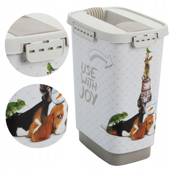 Pojemnik na karmę żwirek szczelny zamykane wieczko 10L Rotho CODY