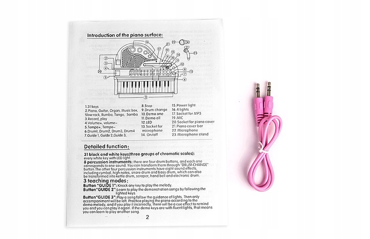 PIANINO DLA DZIECI NAUKA GRY ORGANKI MIKROFON MP3 RÓŻOWE PIANINKO + TABORET