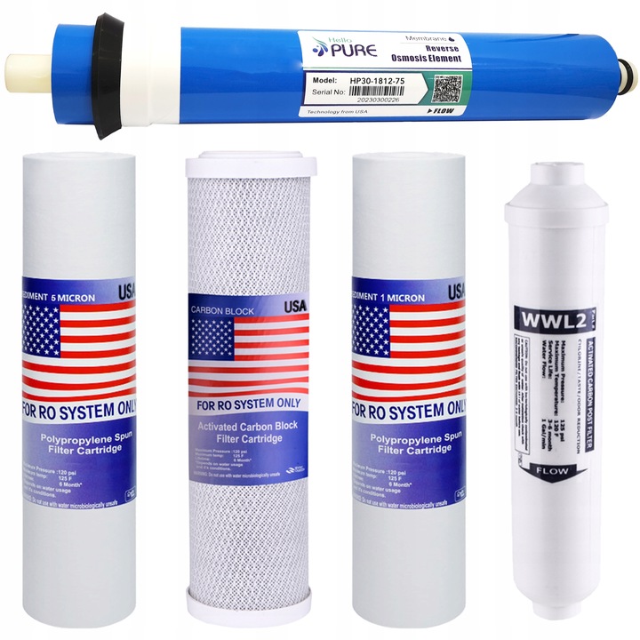 Wkłady Do Osmozy RO5 Z Membraną Osmotyczną Hello Pure Odwrócona Osmoza