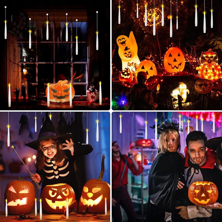 Latające Swiece LED, 10 Sztuk, z Pilotem Zdalnego Sterowania,Swiece Wiszące