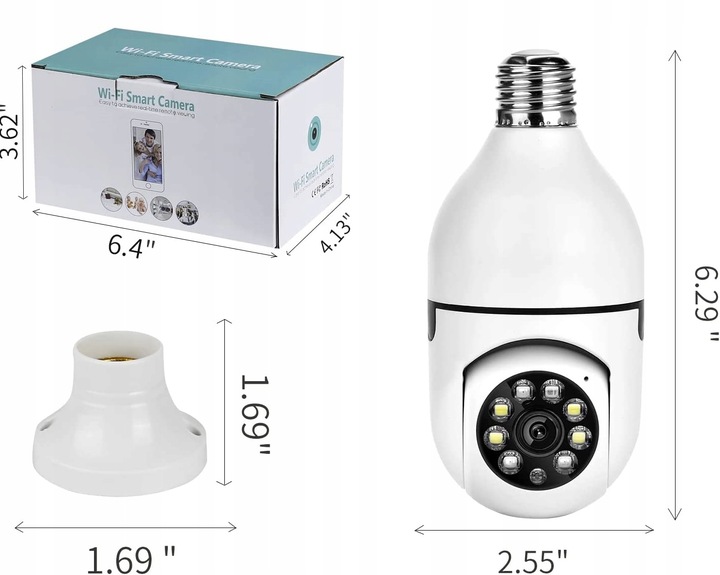 Mini Kamera WiFi w Żarówce Wewnętrzna Android Iphone Obrotowa Żarówka