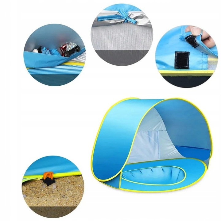 NAMIOT PLAŻOWY Z BASENEM PARAWAN SAMOROZKŁADAJĄCY DO OGRODU NA PLAŻĘ