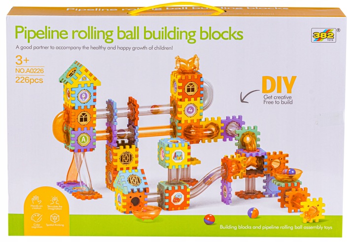 Klocki Wafle Konstrukcyjne Tor Kulkowy Kulodrom Dla Kulek Naklejki 226 Elem