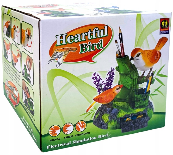 Ruchome ptaszki śpiewające pojemnik na biurko przybory figurka interakrywna