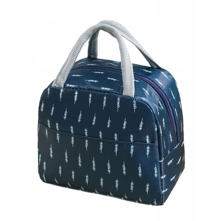 Torebka Termiczna LUNCH BOX Izolowana Na Jedzenie Błękitna Różowe Flamingi